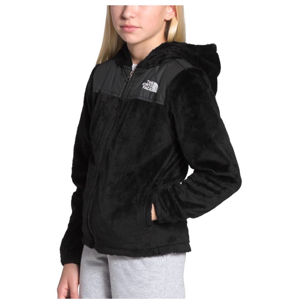 North Face Oso Fleece Full Zip Fleece Hooded Jacket Black Hoodie Soft Youth XL